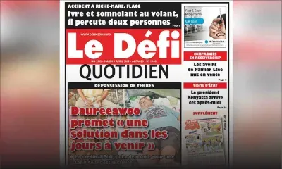 Voici la Une du Defi Quotidien de ce mardi 9 avril 2019