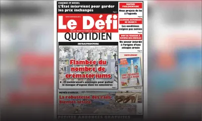 Voici la Une du Défi Quotidien de ce mardi 09 octobre 2018