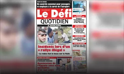 Voici la Une du Défi Quotidien de ce lundi 10 septembre 2018