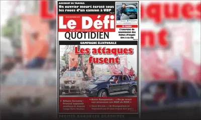 Voici la Une du Defi Quotidien de ce mardi 15 octobre 2019