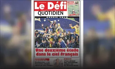 Voici la Une du Defi Quotidien de ce lundi 16 juillet 2018