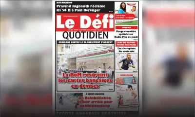 Voici la Une du Defi Quotidien de ce mardi 16 octobre 2018