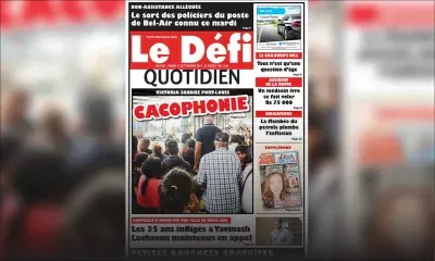 Voici la Une du Defi Quotidien de ce mardi 17 septembre 2019