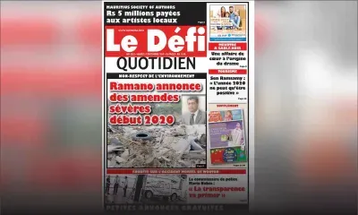 Voici la Une du Défi Quotidien de ce mardi 17 décembre 2019