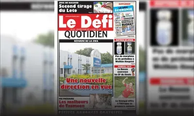 Voici la Une du Defi Quotidien de ce mercredi 20 juin 2018