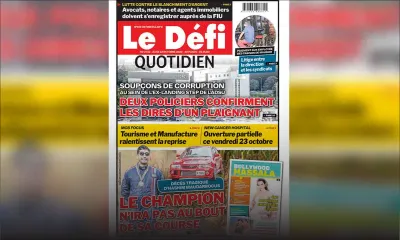 Voici la Une du Défi Quotidien de ce jeudi 22 octobre 2020