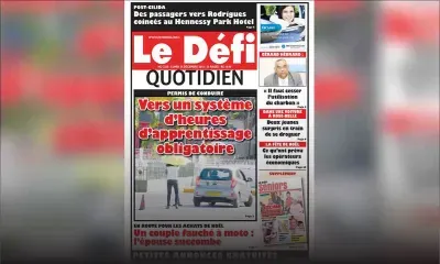 Voici la Une du Defi Quotidien de ce lundi 24 décembre 2018