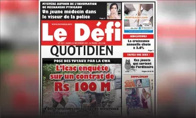 Voici la Une du Défi Quotidien de ce mardi 24 décembre 2019