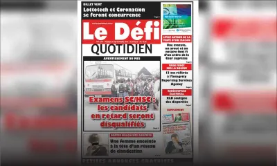 Voici la Une du Défi Quotidien de ce mardi 25 septembre 2018