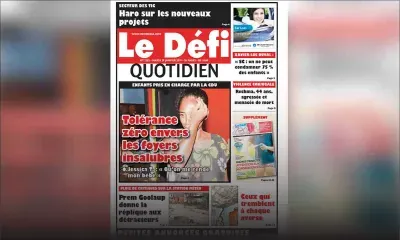 Voici la Une du Defi Quotidien de ce mardi 29 janvier 2019