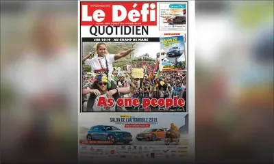 Voici la Une du Defi Quotidien de ce mardi 30 juillet 2019