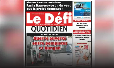 Voici la Une du Defi Quotidien de ce mardi 30 octobre 2018