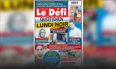 Voici la Une du Défi Quotidien de ce mardi 20 octobre 2020