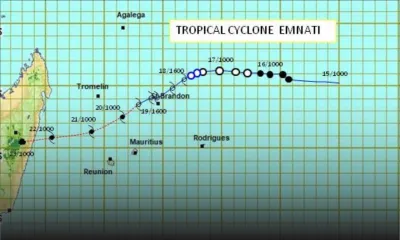 Alerte 3 : Emnati passera à environ 275 km au nord-nord-ouest de Grand-Baie 