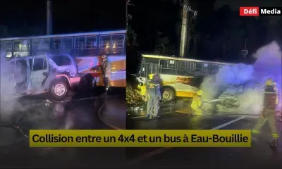 Collision entre un 4x4 et un bus à Eau-Bouillie