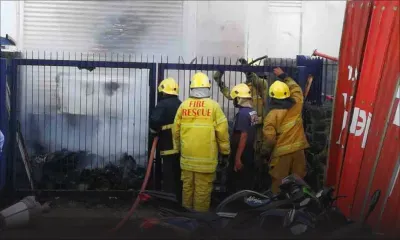 Port-Louis : incendie dans la cour du bâtiment Rogers 