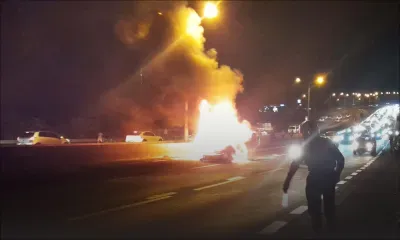 Trianon : une voiture prend feu après une sortie de route