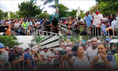 Un homme dans la foule rassemblée non loin de la New Court House : «Nou pas oule la loi de la jungle !»