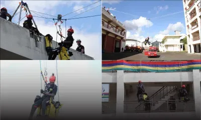 Sauvetage par cordes : démonstration des pompiers