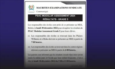 PSAC Modular Assessment 2024 : les résultats pour les élèves de Grade 5 disponibles ce lundi 30 décembre