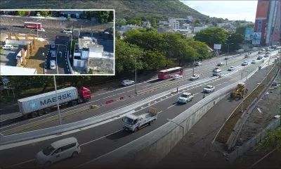 Port-Louis : l'autopont Decaen vu du ciel après son ouverture 