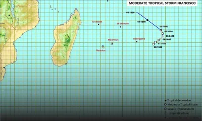 La tempête tropicale modérée Francisco à 1 445 km de Maurice