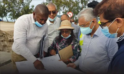 Pravind Jugnauth prend connaissance des travaux de drains en cours à Port-Mathurin
