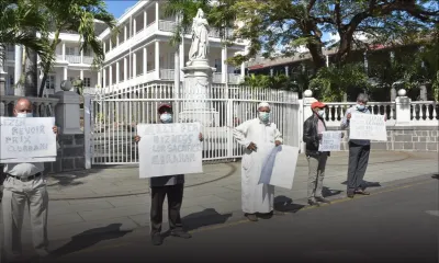 Port-Louis : des membres du Front Commun des musulmans manifestent contre le prix du bœuf sur pattes
