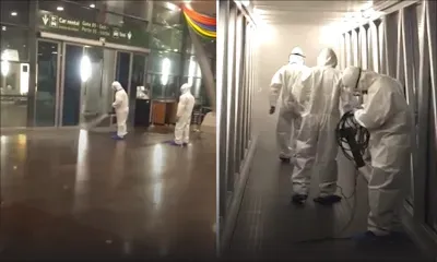 Aéroport : Exercice de désinfection au terminal