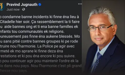 Pravind Jugnauth condamne les incidents survenus à La Citadelle