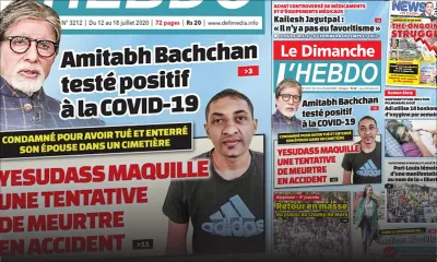 Voici la Une de Le Dimanche/L'Hebdo de ce dimanche 12 juillet 2020