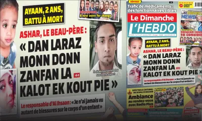 Voici la Une de Le Dimanche/L'Hebdo de ce dimanche 15 Novembre 2020