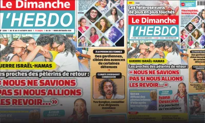 Voici la Une de Le Dimanche/L'Hebdo de ce Dimanche 15 Octobre 2023