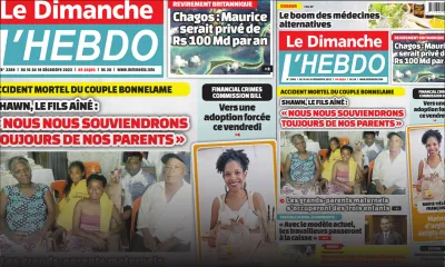Voici la Une de Le Dimanche/L'Hebdo de ce Dimanche 10 Decembre 2023