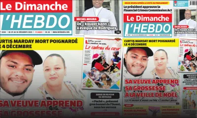 Voici la Une de Le Dimanche/L'Hebdo de ce Dimanche 24 Decembre 2023