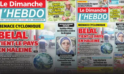 Voici la Une de Le Dimanche/L'Hebdo de ce Dimanche 14 Janvier 2024