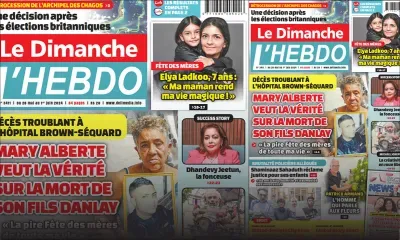 Voici la Une de Le Dimanche/L'Hebdo de ce Dimanche 26 Mai 2024