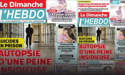 Voici la Une de Le Dimanche/L'Hebdo de ce Dimanche 15 Septembre 2024