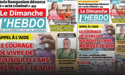 Voici la Une de Le Dimanche/L'Hebdo de ce Dimanche 15 Décembre 2024