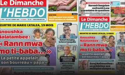 Voici la Une de Le Dimanche/L'Hebdo de ce Dimanche 05 Janvier 2025
