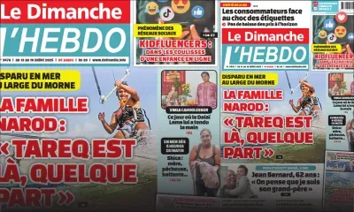 Voici la Une de Le Dimanche/L'Hebdo de ce Dimanche 13 Juillet 2025