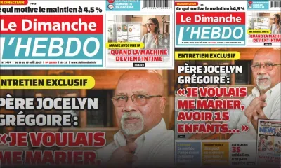 Voici la Une de Le Dimanche/L'Hebdo de ce Dimanche 10 Août 2025