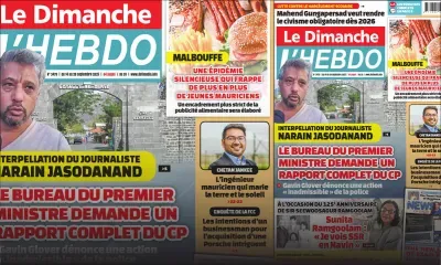 Voici la Une de Le Dimanche/L'Hebdo de ce Dimanche 14 Septembre 2025
