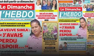 Voici la Une de Le Dimanche/L'Hebdo de ce Dimanche 12 Octobre 2025