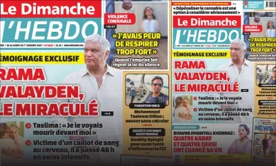 Voici la Une de Le Dimanche/L'Hebdo de ce Dimanche 26 Octobre 2025
