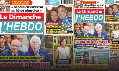 Voici la Une de Le Dimanche/L'Hebdo de ce Dimanche 08 Novembre 2025