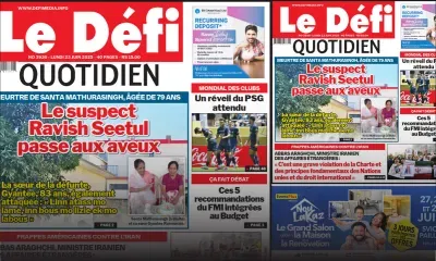 Voici la une du Défi Quotidien de ce Lundi 23 Juin 2025