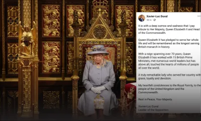 Décès de la reine Elizabeth II : le message de Xavier-Luc Duval