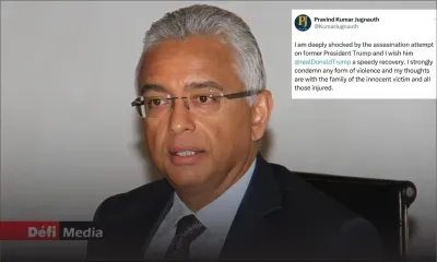 Pravind Jugnauth se dit profondément choqué par la tentative d’assassinat sur Donald Trump