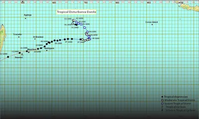 Météo : Danilo se trouvait à 130 km de Maurice à 4 h ce matin 